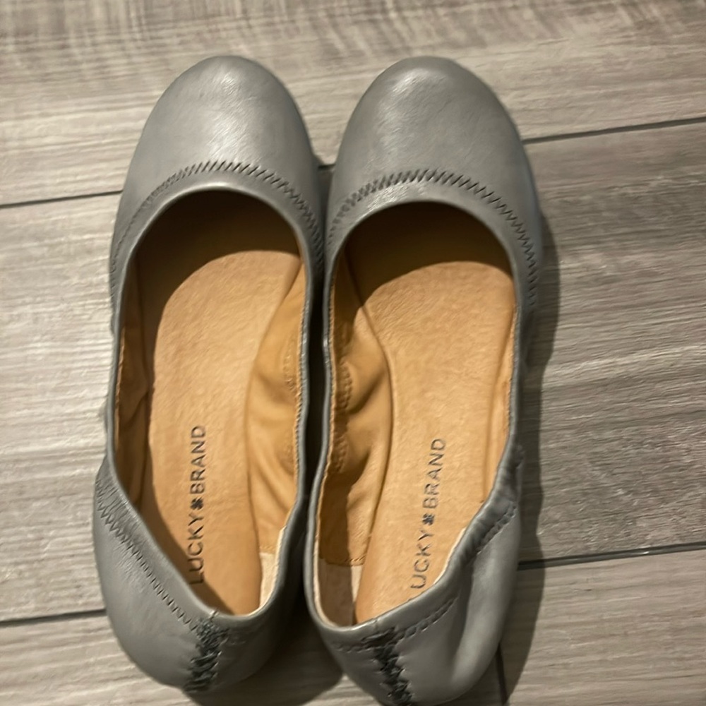 Emmie Leather Ballet Flats lucky brand Silver 7.5